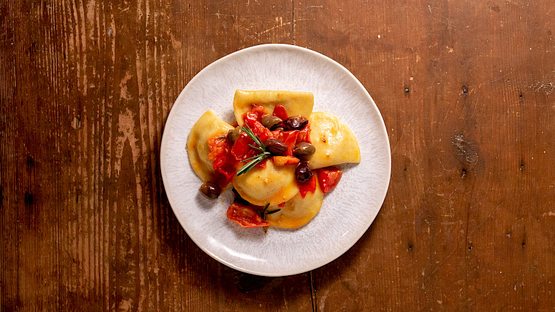 Ravioli with Tomatoes and Olives