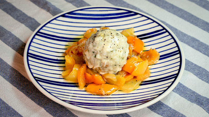 South Tyrolean Cheese Dumplings with Peperonata